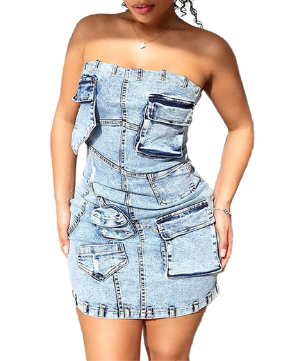 Strapless Slim-Fit Denim Dress