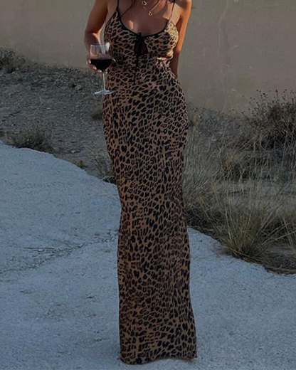 Leopard-Print Dress With A Bare Back