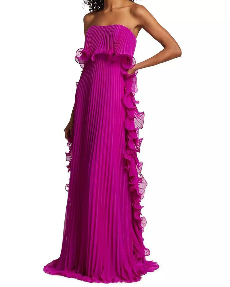 Pleated Tube Top Dress