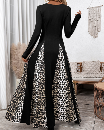 Long Sleeve Leopard Print Dress