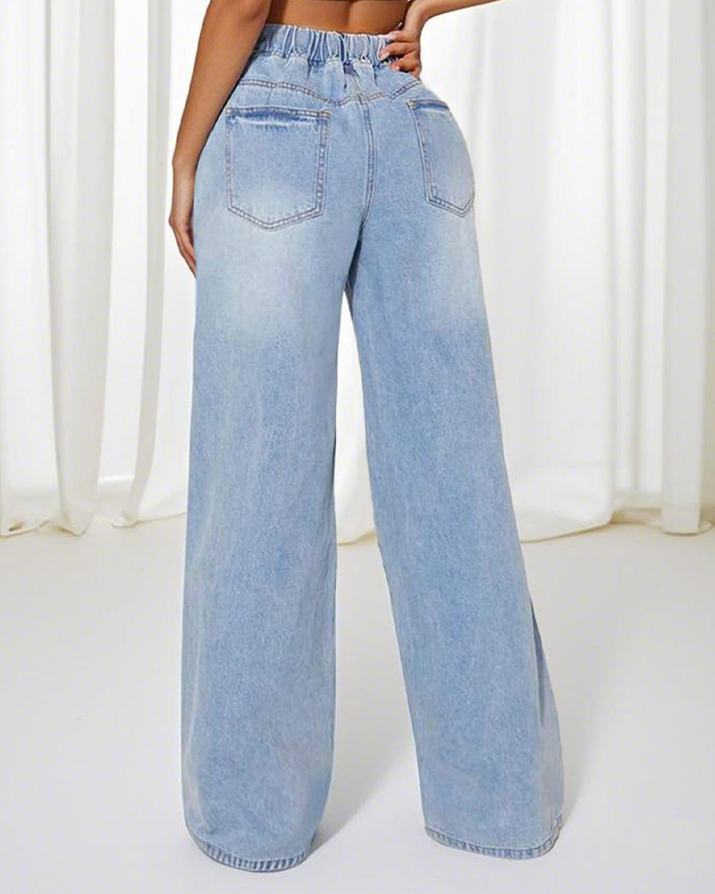 Lace-Up High-Waist Jeans