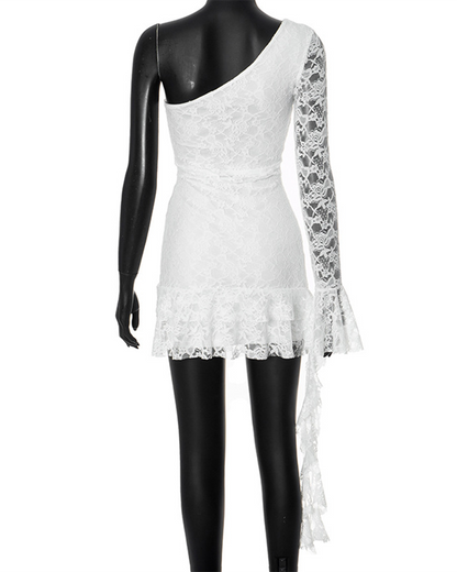 Ruffled Streamer Dress With Shoulder Sleeves