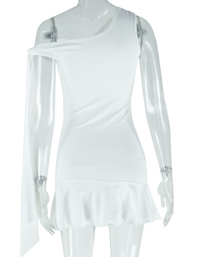 Slanted Neckline Off-Shoulder Irregular Dress