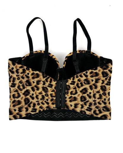 Leopard Print Herringbone Halter Top