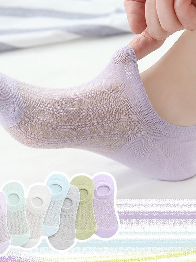 socks women spring and summer new glass silk ladies non-slip invisible socks cotton hollow mesh air conditioning socks boat socks women for Women
