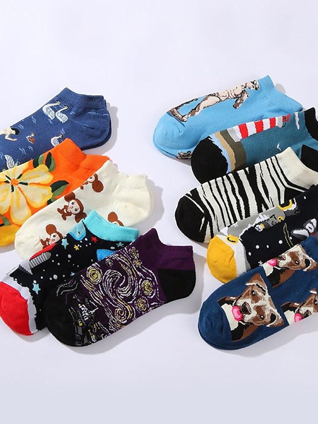 Anckle Socks Low Cut Socks Outdoor Office Work Animal Patterned Spandex Nylon Cotton Basic Casual Classic 1 Pair for Women