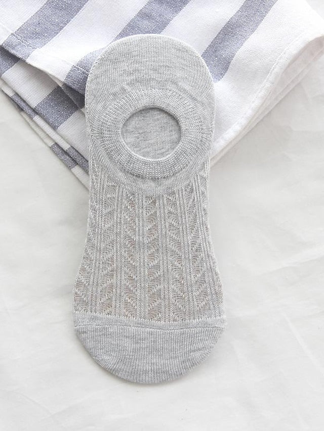 socks women spring and summer new glass silk ladies non-slip invisible socks cotton hollow mesh air conditioning socks boat socks women for Women