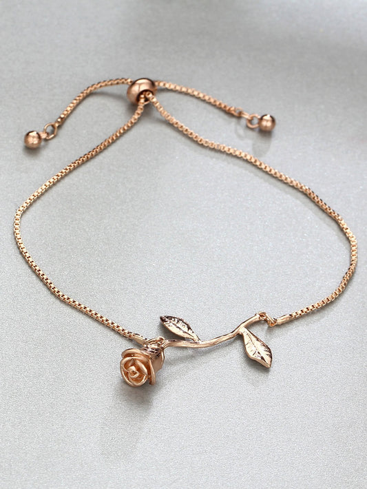 Metal Rose Detail Link Bracelet 1pc for Women
