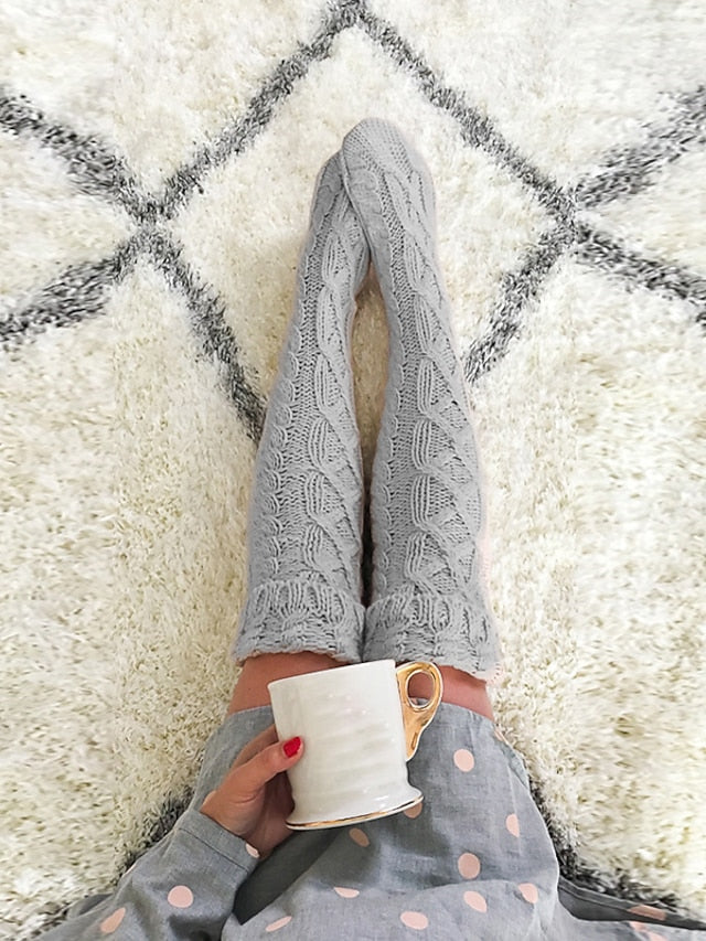 Men's Knee High Socks Outdoor Home Daily Solid Color Spandex Cotton Sporty Simple Cute Casual / Daily 1 Pair for Women