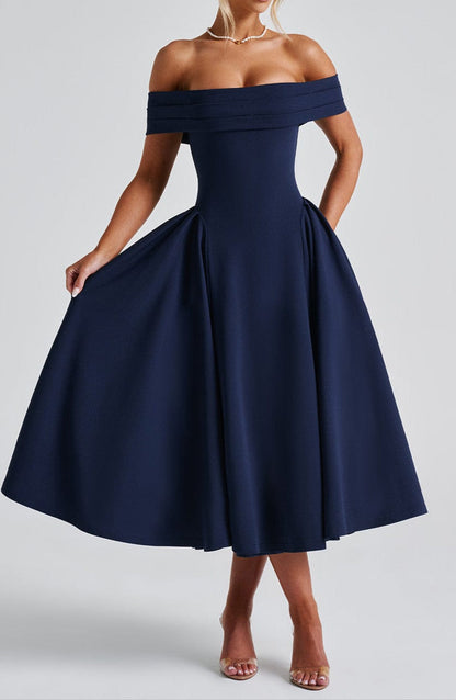 Violeta Midi Dress-Navy