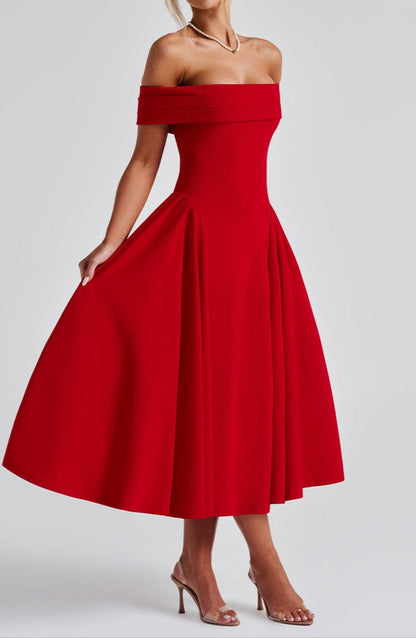 Luna Midi Dress - Red