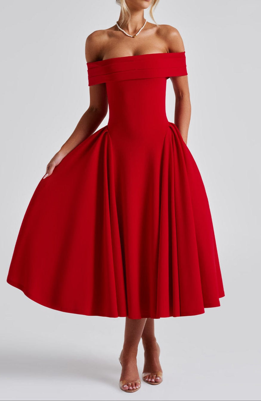 Michelle Midi Dress - Red