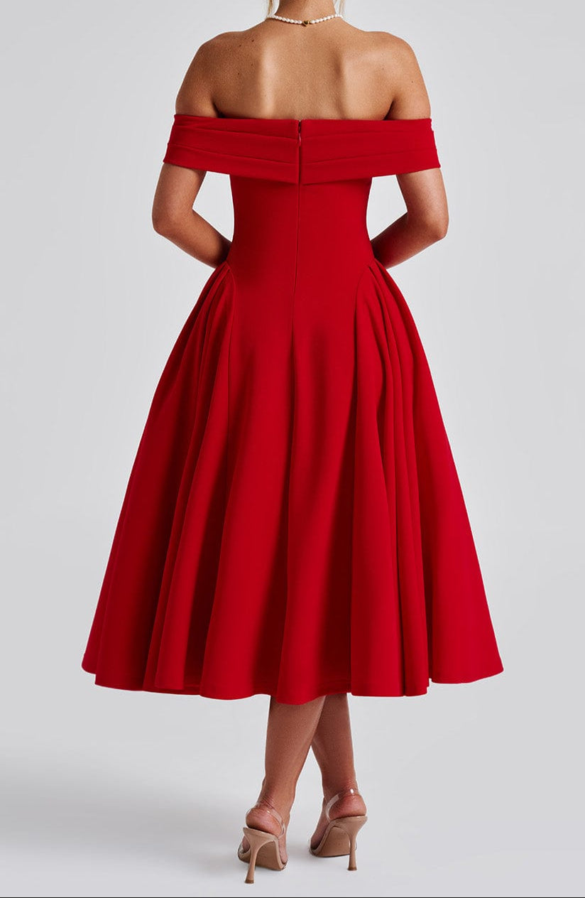 Luna Midi Dress - Red
