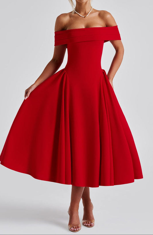 Michelle Midi Dress - Red