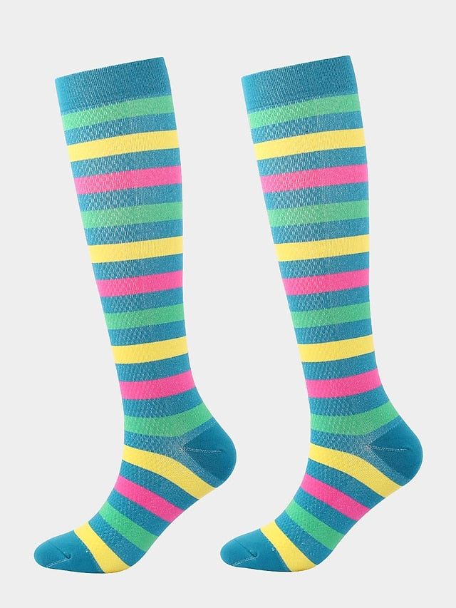 Men's Knee High Socks Training Outdoor Athleisure Stripes Polyester / Cotton Athletic Socks 1 Pair for Women