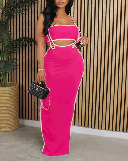 Suspender Long Skirt Suit