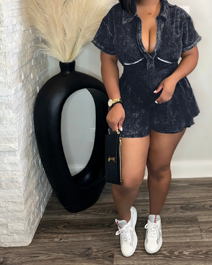 Deep V Waist Casual Jumpsuit