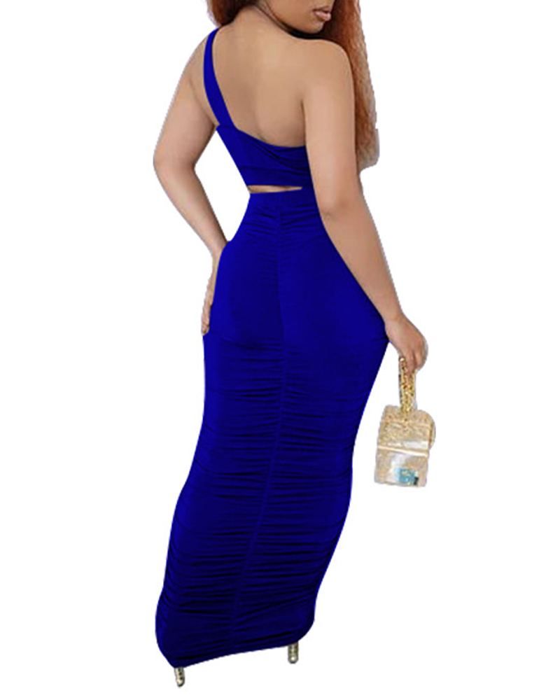 One-Shoulder Pleated Skirt Set