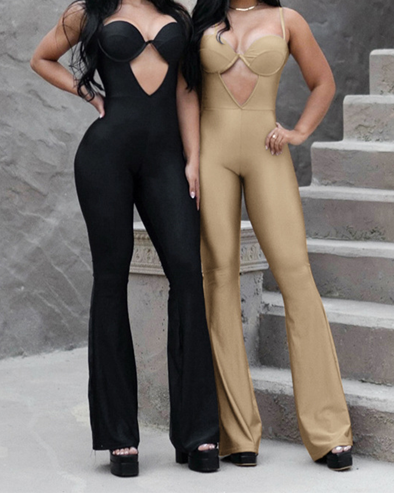 Slim-Fit Flared Jumpsuit