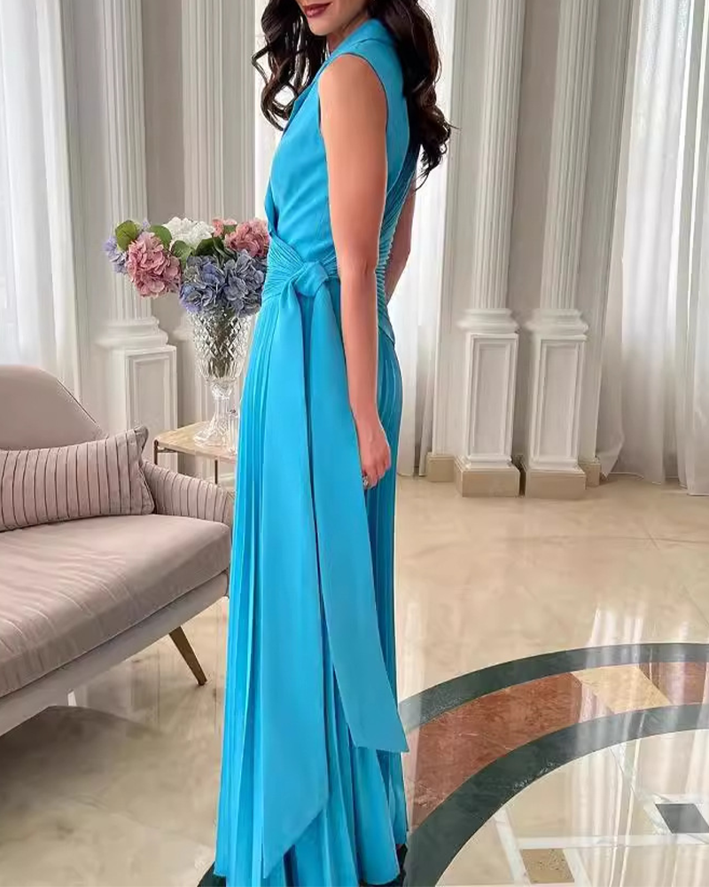 Pleated Wide-Leg Jumpsuit