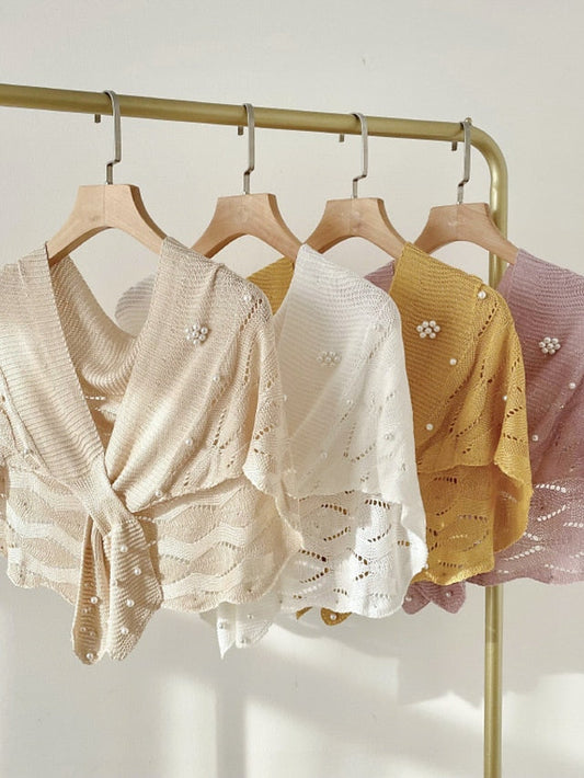 Casual Knitted Fake Collars for Hollow Out Blouse Tops Shoulder Wraps Shawls Detachable False Collar Windproof Shawl for Women