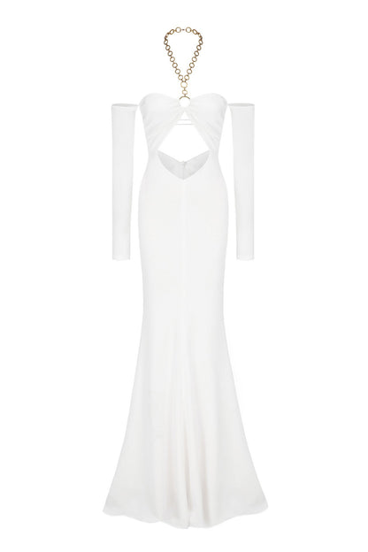 Vestido largo con escote halter y aberturas Adelaide 