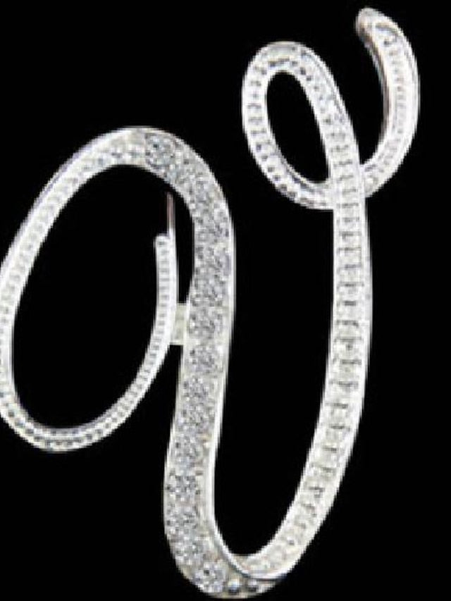 letter brooch pins initial rhinestone brooch for women crafts silvery m for Women