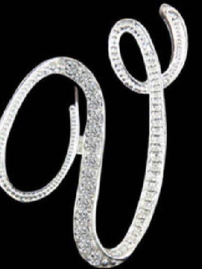 letter brooch pins initial rhinestone brooch for women crafts silvery m for Women