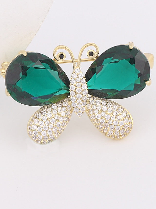 Brooches Retro Butterfly Luxury Sweet Brooch Jewelry Green Bowknot For Office Daily Prom Date Beach for Women