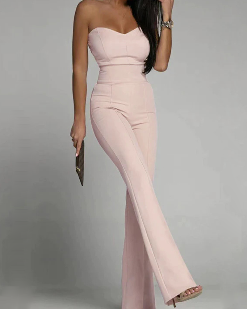 Slim-Fit Tube Top Straight Jumpsuit