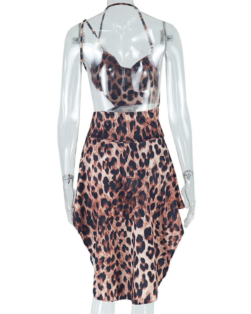 Irregular Leopard Print Dress
