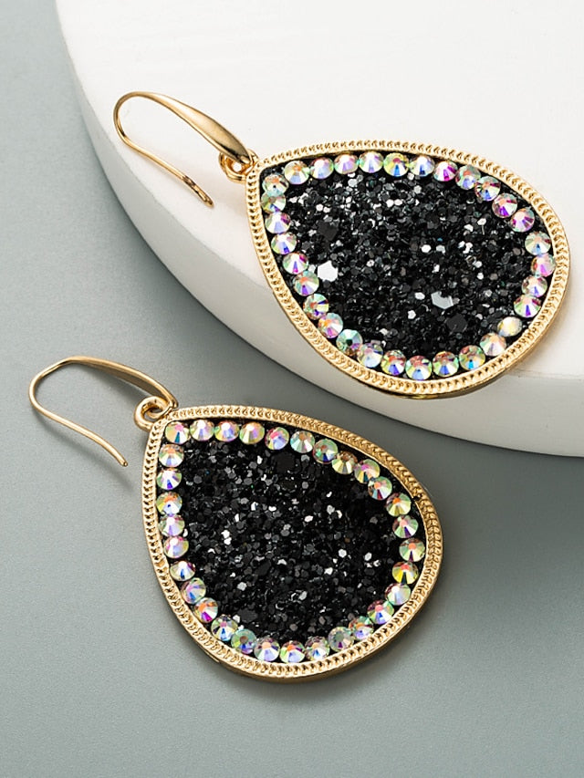 1 Pair Reinstone Sequins Shiny Earrings For Party Evening Daily Prom Alloy Pear Cut for Women