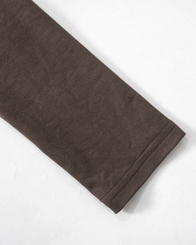 Solid Color Twisted One Shoulder Long Sleeve Top