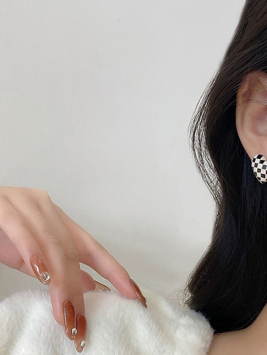 1 Pair Stud Earrings For Birthday Street Gift Alloy Heart Sweet Heart for Women