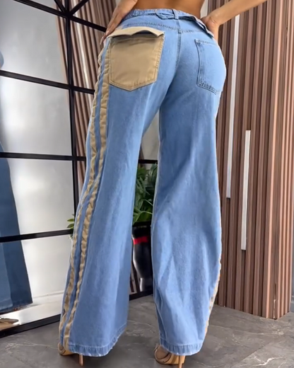Paneled Wide-Leg Jeans (Pre-Sale)