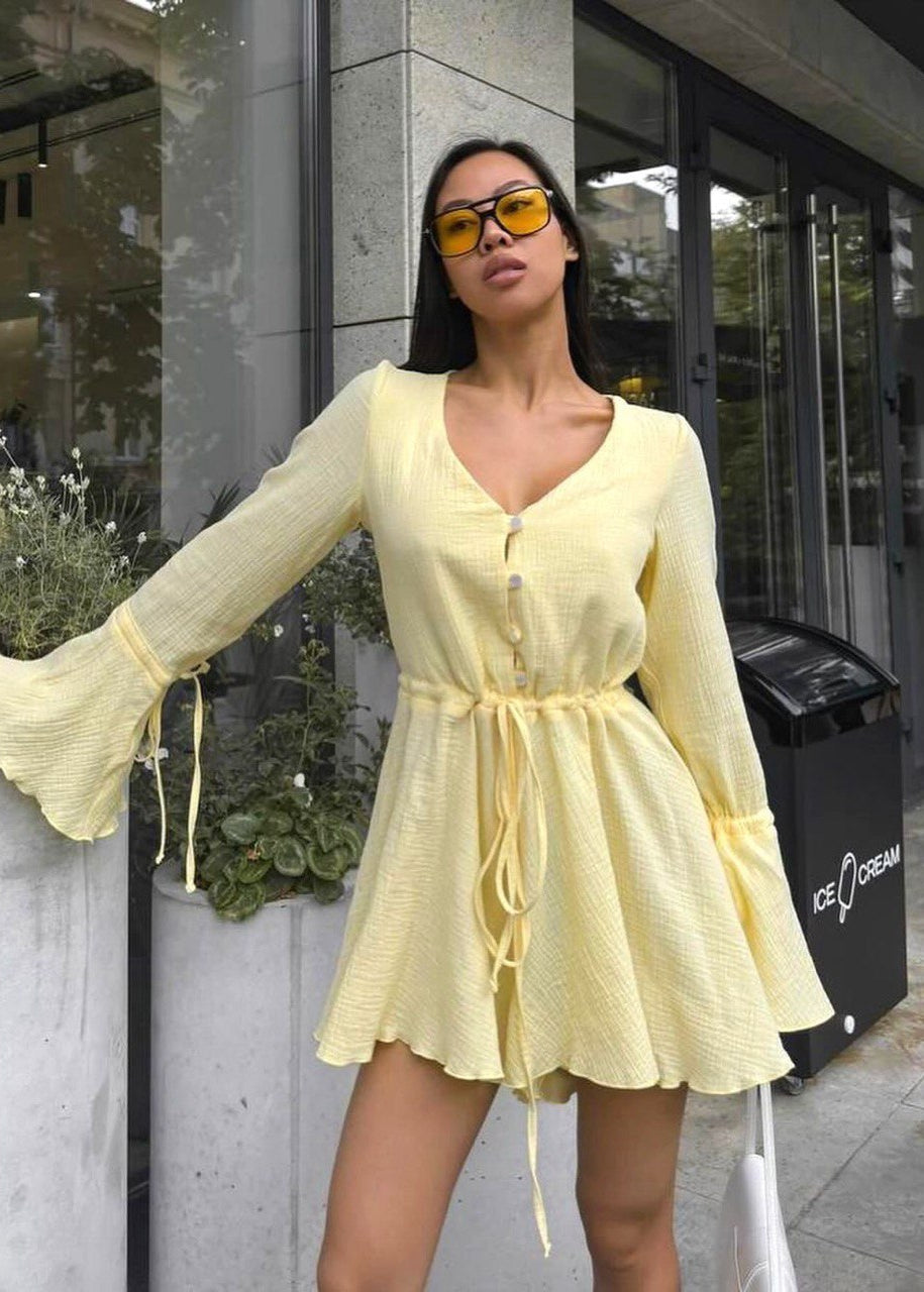 Sunny Bloom - Ruffle Sleeve Mini Romper