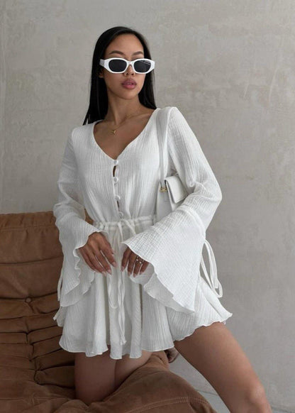 Sunny Bloom - Ruffle Sleeve Mini Romper