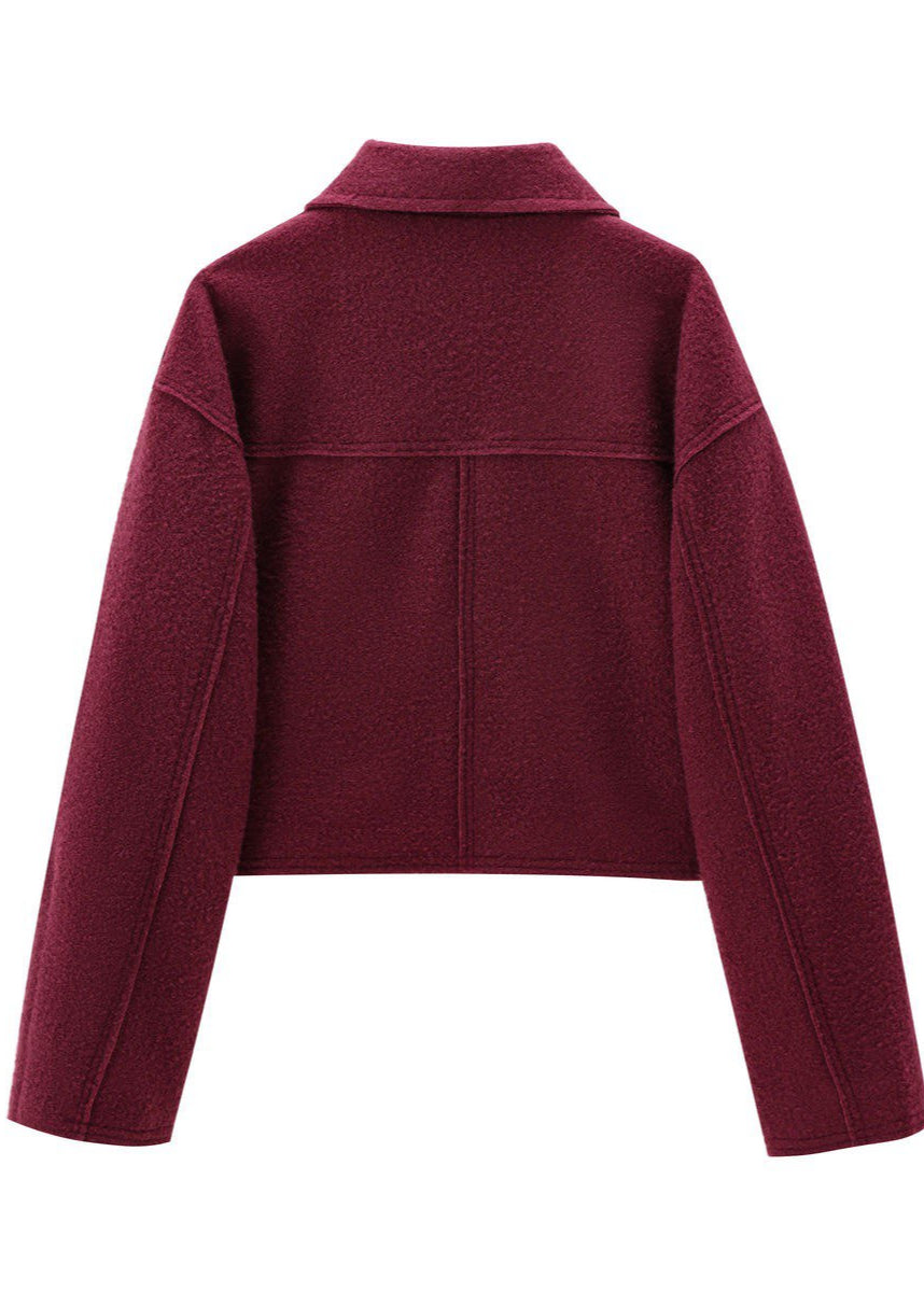 Bordeaux City Zip Jacket – Boxy Wool Blend Fit