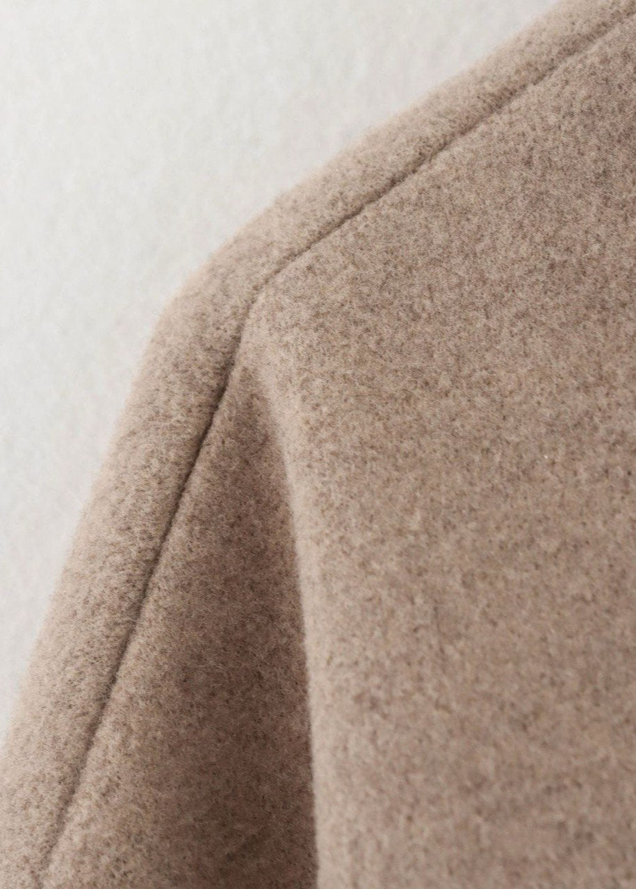 Taupe Core – Structured Zip-Up Wool-Blend Jacket