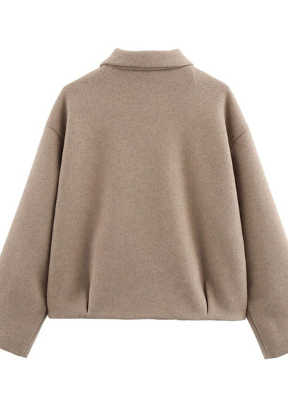 Taupe Core – Structured Zip-Up Wool-Blend Jacket