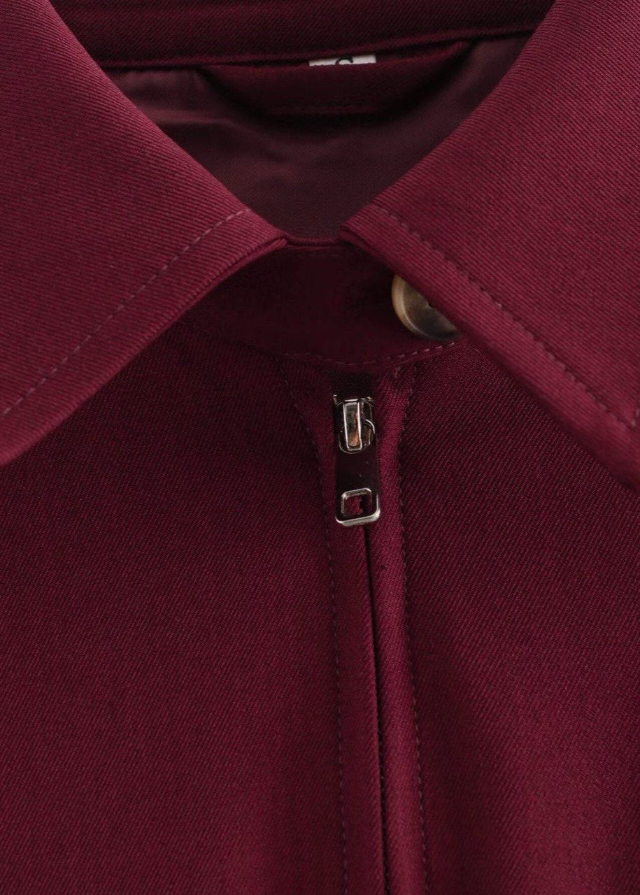 Crimson Way – Oversized Zip-Up Jacket in Deep Burgundy