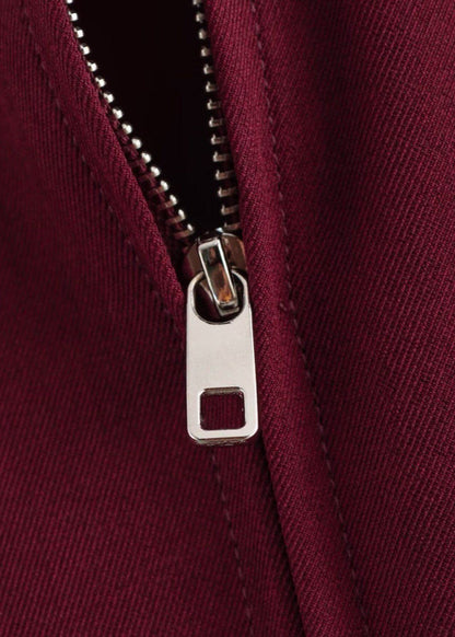 Crimson Way – Oversized Zip-Up Jacket in Deep Burgundy