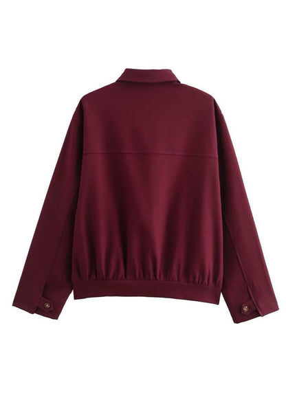 Crimson Way – Oversized Zip-Up Jacket in Deep Burgundy