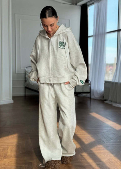 Varsity Emblem Hoodie & Wide-Leg Lounge Set