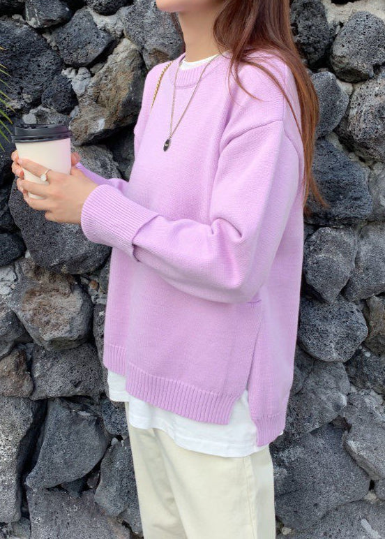 Skyline Knit Pullover - Soft Blue Crewneck Sweater