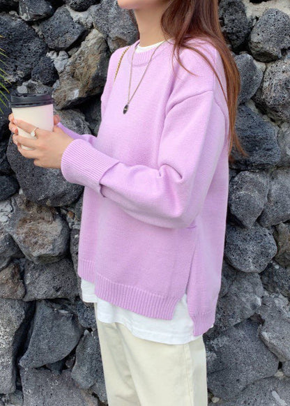 Skyline Knit Pullover - Soft Blue Crewneck Sweater