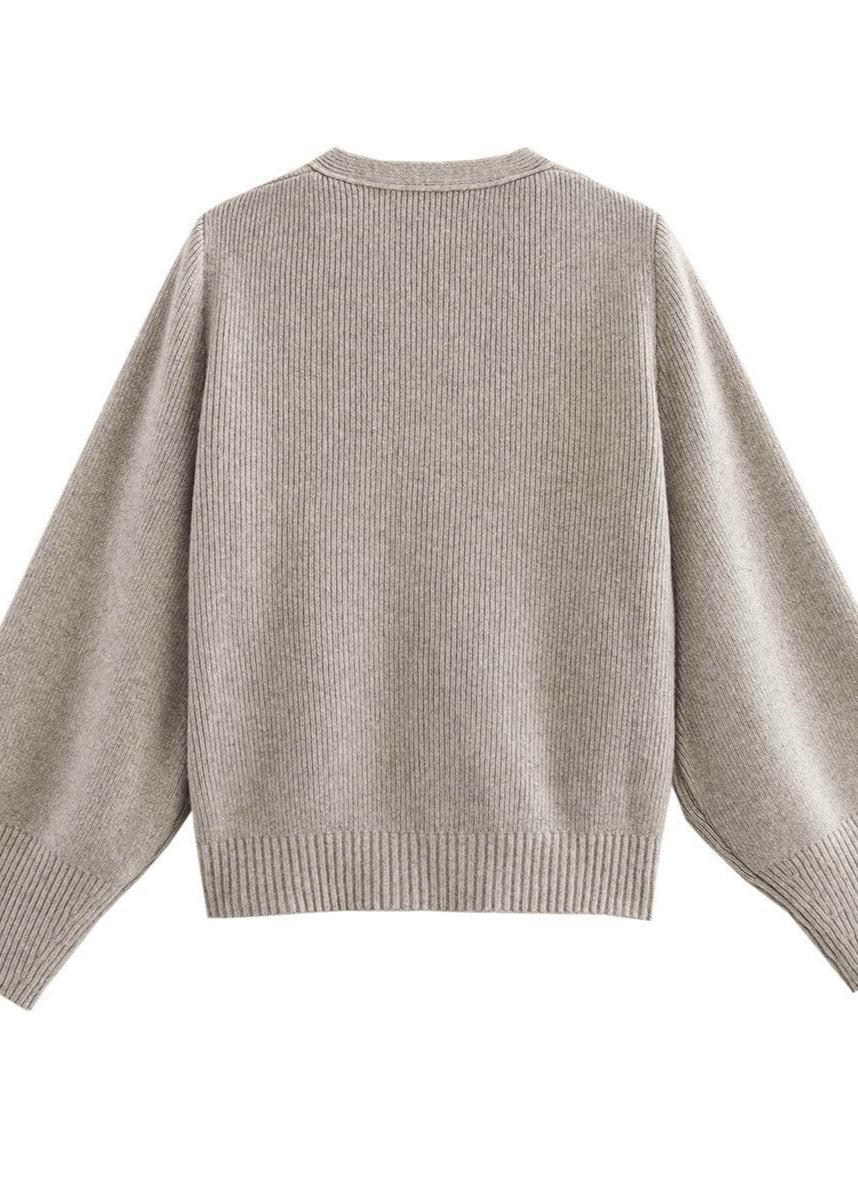 Heatherwood - Ribbed Knit V-Neck Cardigan