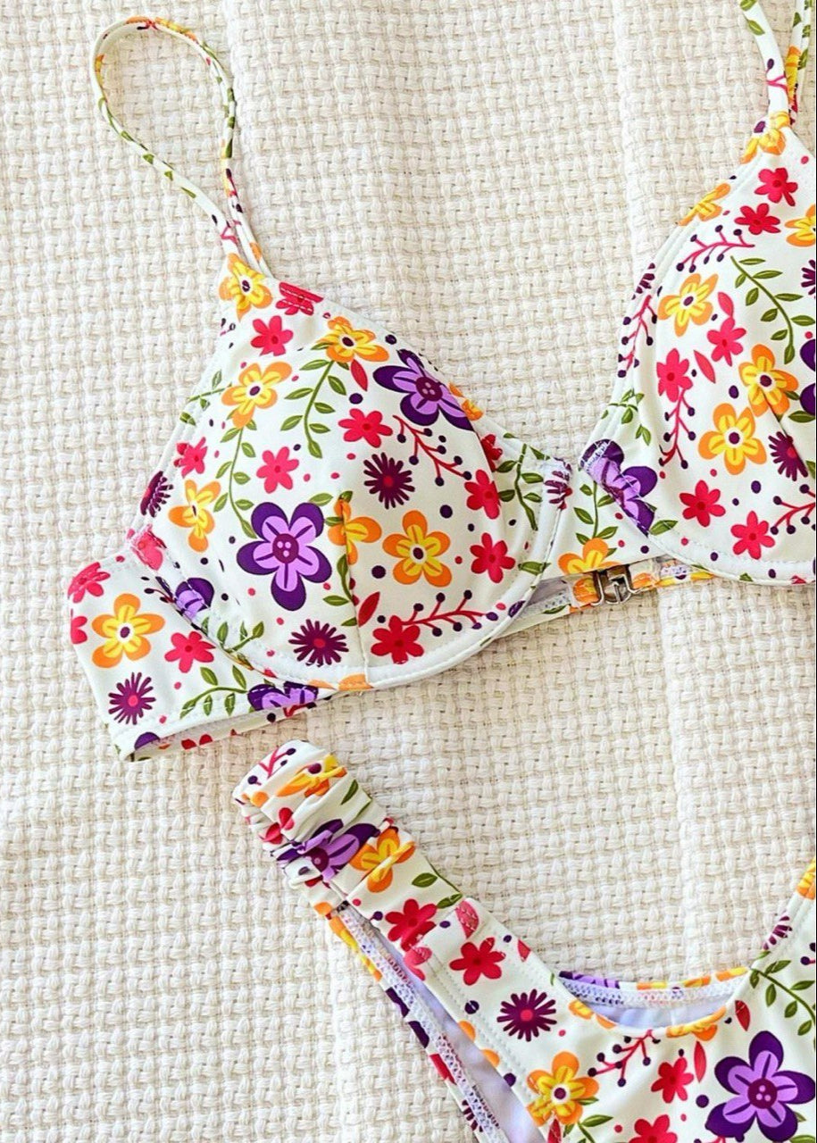 Sunburst Bloom Bikini Set - Underwire Floral Two-Piece