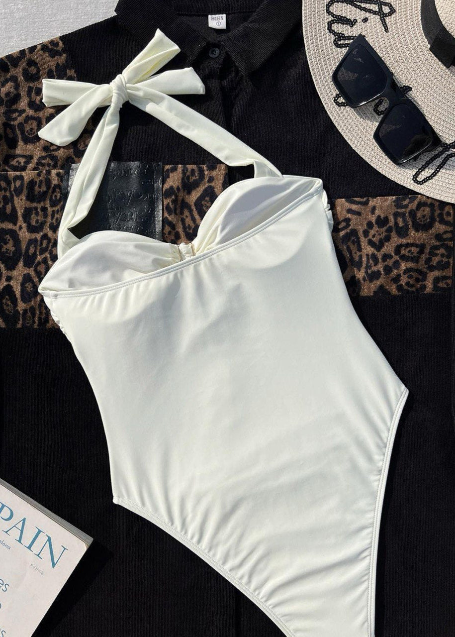 Solene Halter One-Piece Swimsuit with Floral Charm