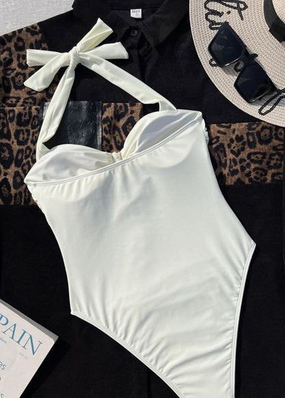 Solene Halter One-Piece Swimsuit with Floral Charm